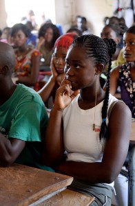 A pupil in Kolda in rapt attention (c) Alicia Field