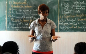 Sister Fa presenting in Ziguinchor, Senegal, 9/5/12 (c) Alicia Field