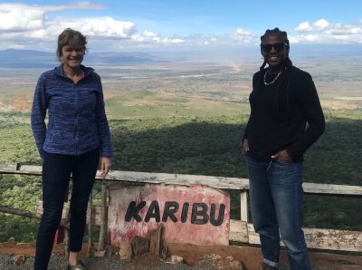 Grethe Petersen and Ebony Riddell Bamber from Orchid Project, overlooking the amazing Rift Valley, Kenya. 