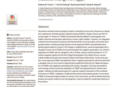 thumbnail of Community gender systems and a daughter’s risk of FGMC Egypt